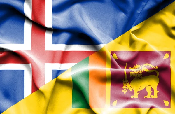 Sri Lanka och Island viftande flagga — Stockfoto