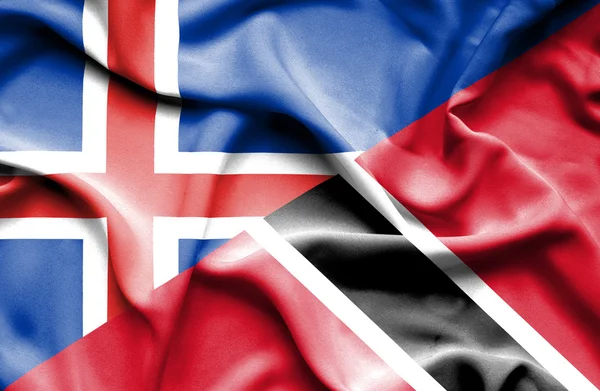 Trinidad och Tobago och Island viftande flagga — Stockfoto