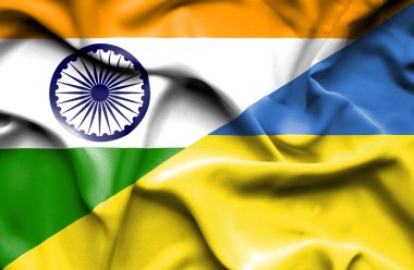 Ukrayna ve Hindistan bayrağı sallayarak 