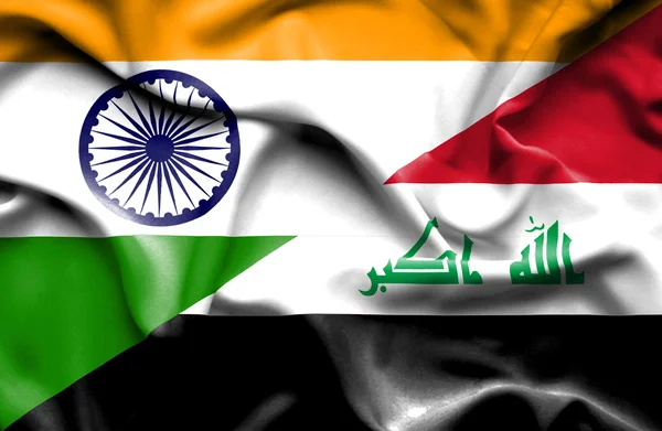 Machać flaga Iraku i Indie — Zdjęcie stockowe