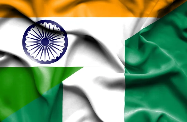 Machać Flaga Nigerii i Indiach — Zdjęcie stockowe