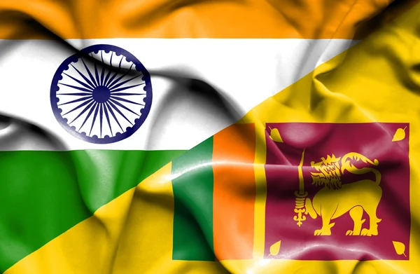 Sri Lanka och Indien vajande flagga — Stockfoto