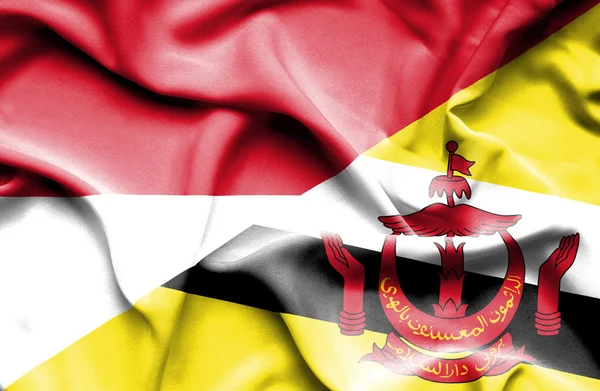 Machać Flaga Brunei i Indonezji — Zdjęcie stockowe