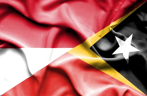 Bandera ondeante de Timor Oriental e Indonesia —  Fotos de Stock
