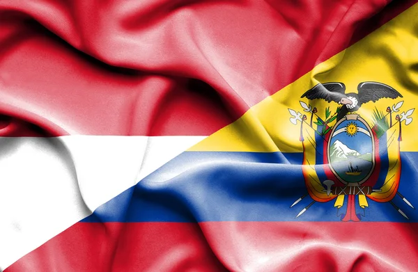 Bandera ondeante de Ecuador e Indonesia —  Fotos de Stock