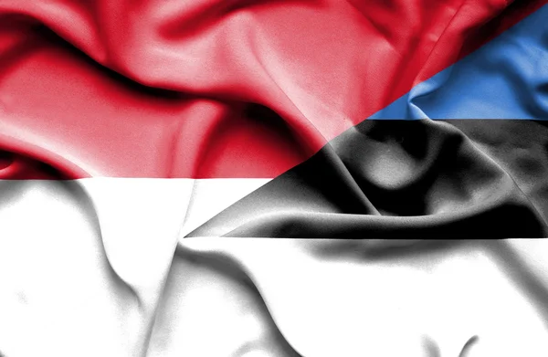 Bandeira ondulada da Estónia e da Indonésia — Fotografia de Stock