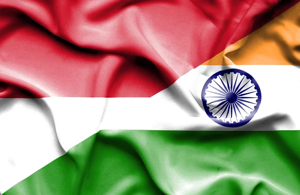 Waving flag of India and Indonesia — Stock Photo, Image
