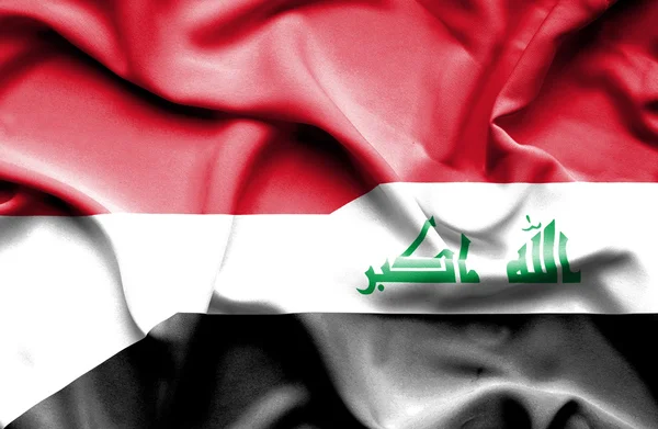 Irakin ja Indonesian lipun heiluttaminen — kuvapankkivalokuva