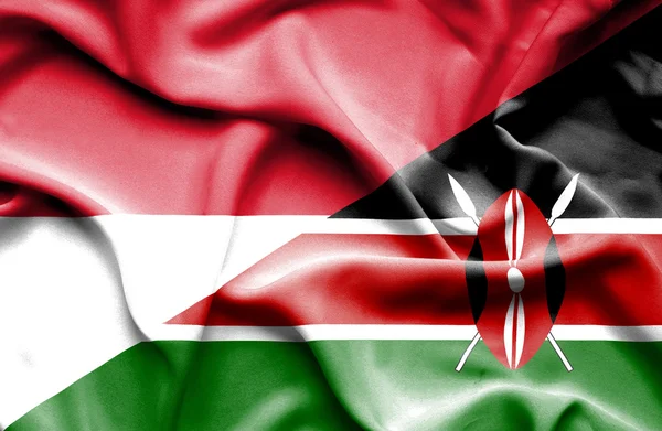 Kenya och Indonesien viftande flagga — Stockfoto