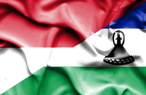 Bandeira acenando de Lesoto e Indonésia — Fotografia de Stock