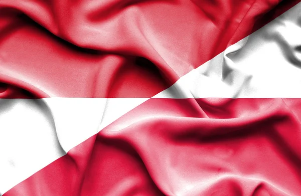 Mávání vlajkou Polska a Indonésie — Stock fotografie