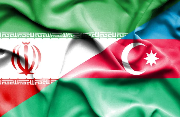 Integetett zászló Azerbajan és Irán — Stock Fotó