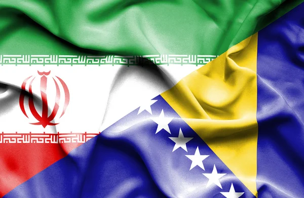 Bandeira da Bósnia e Herzegovina e Irã — Fotografia de Stock