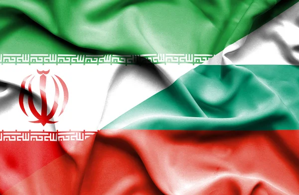 Waving flag of Bulgaria and Iran — Stock Photo, Image