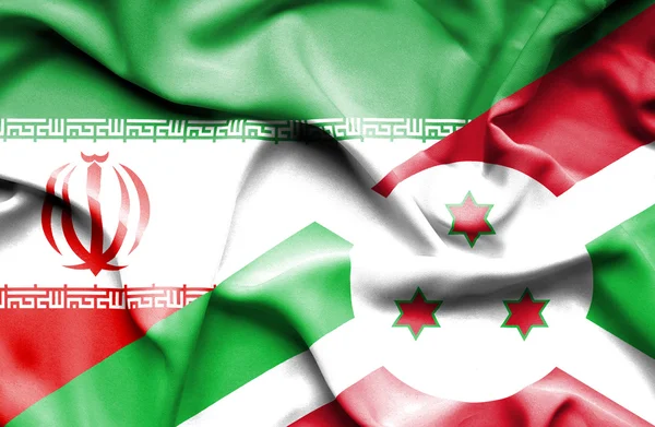 Viftande flagga Burundi och Iran — Stockfoto