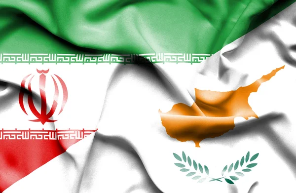 Flagge des Iran und Zypern winken — Stockfoto