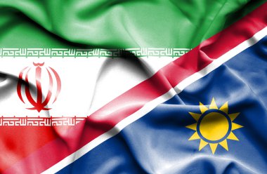 Namibya ve Iran bayrağı sallayarak