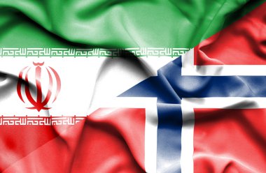 Norveç ve Iran bayrağı sallayarak