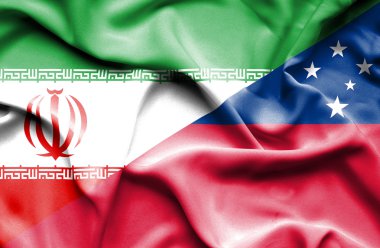 Samoa ve Iran bayrağı sallayarak