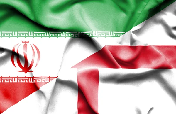 Flagge von England und dem Iran winken — Stockfoto