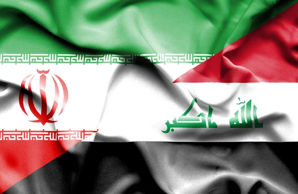 Wapperende vlag van Irak en Iran — Stockfoto