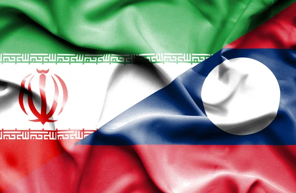 Machać flaga Laosu i Iran — Zdjęcie stockowe