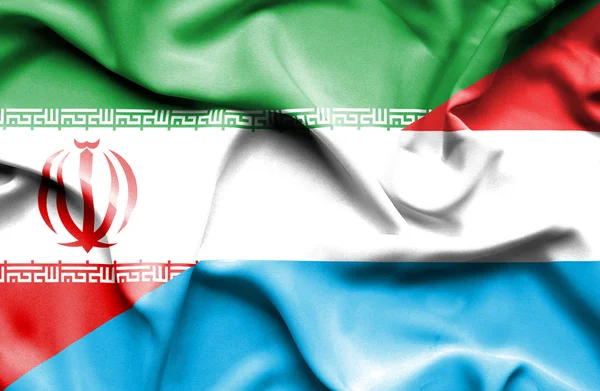 Waving Flag von Luxemburg und Iran — Stockfoto