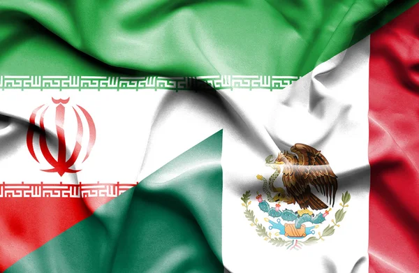 Flagge Mexikos und Iran winken — Stockfoto