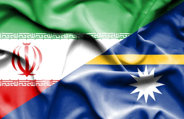 Machać flaga Nauru i Iran — Zdjęcie stockowe