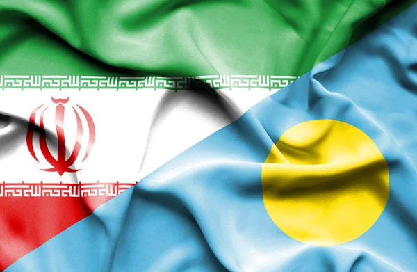 Bandera que agita de Palau y en Irán — Foto de Stock