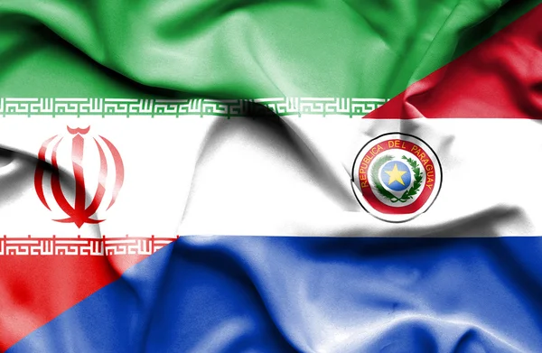 Paraguay och Iran viftande flagga — Stockfoto