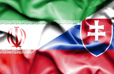 Slovakya ve Iran bayrağı sallayarak