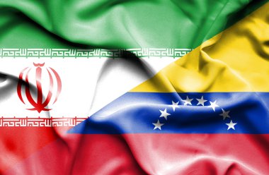Venezuela ve Iran bayrağı sallayarak