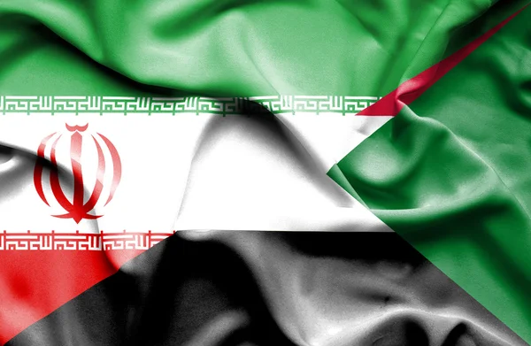 Flagge des Sudan und Iran winken — Stockfoto