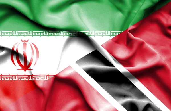 Flagge von Trinidad und Tobago und Iran winken — Stockfoto