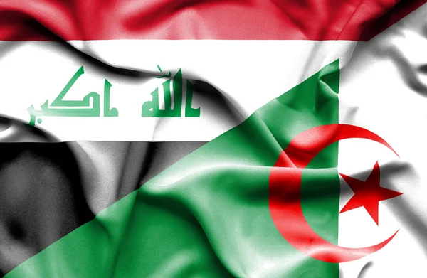 Waving flag of Algeria and Iraq — Stock Photo, Image