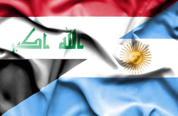 Bandera ondeante de Argentina e Irak — Foto de Stock