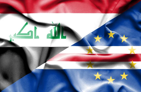 Waving flag of Cape Verde and Iraq — Stock Photo, Image