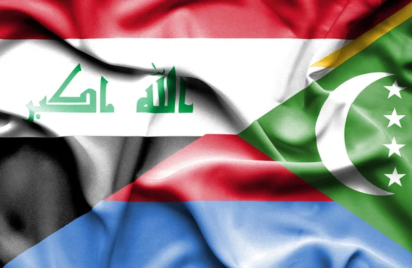 Bandera ondeante de Comoras e Irak —  Fotos de Stock