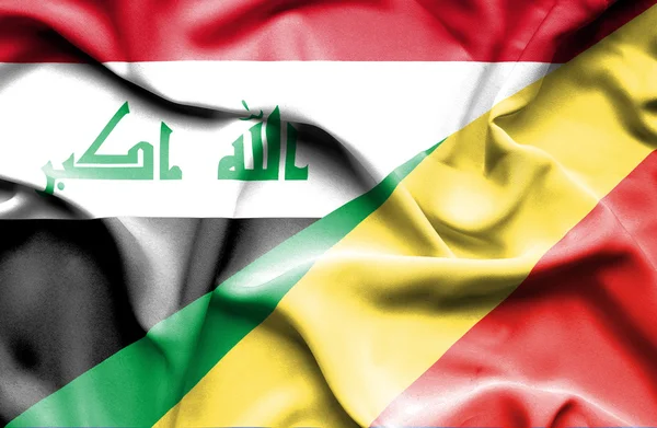 Bandiera sventolante della Repubblica del Congo e dell'Iraq — Foto Stock