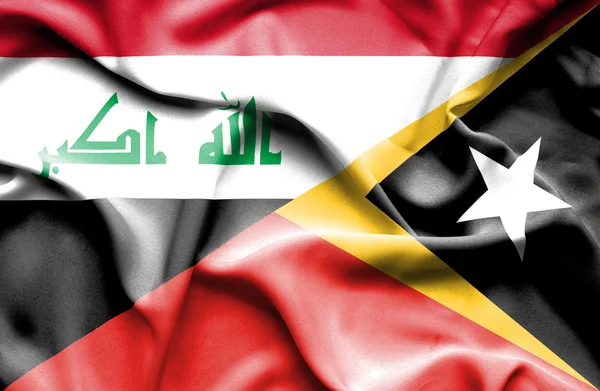 Bandeira acenando de Timor Leste e Iraque — Fotografia de Stock