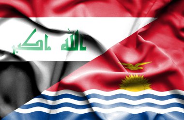 Kiribati ve Irak bayrağı sallayarak
