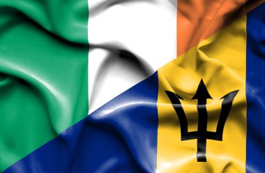 Barbados ve İrlanda bayrağı sallayarak