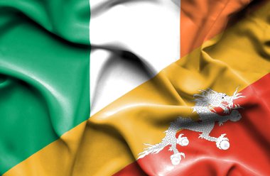 Bhutan ve İrlanda bayrağı sallayarak