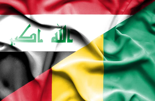 Guinean ja Irakin lipun heiluttaminen — kuvapankkivalokuva