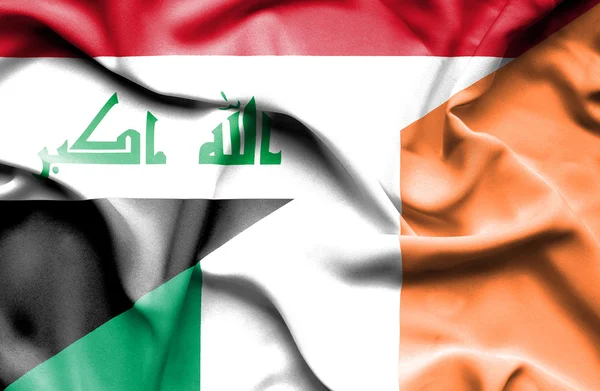 Mávání vlajkou Irska a Iráku — Stock fotografie