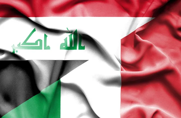意大利和伊拉克那飘扬的旗帜 — 图库照片