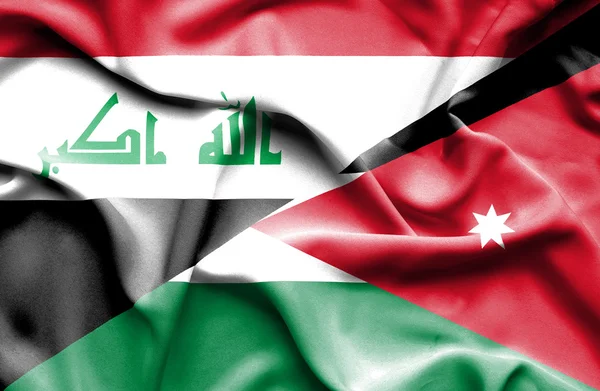 Ondeando la bandera de Jordania e Irak — Foto de Stock