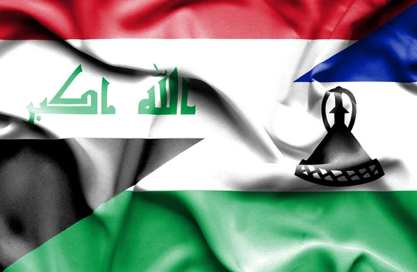 Κουνώντας τη σημαία του Λεσόθο και Ιράκ — Φωτογραφία Αρχείου