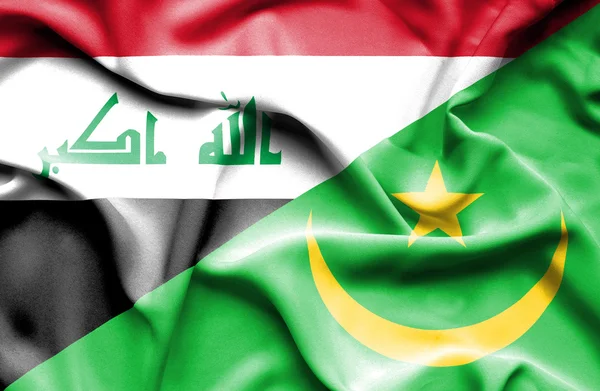 Bandera ondeante de Mauritania e Irak — Foto de Stock